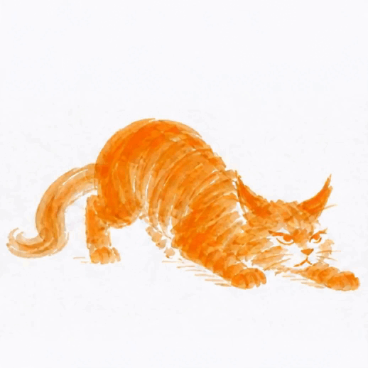 Gato Zooming estirándose
